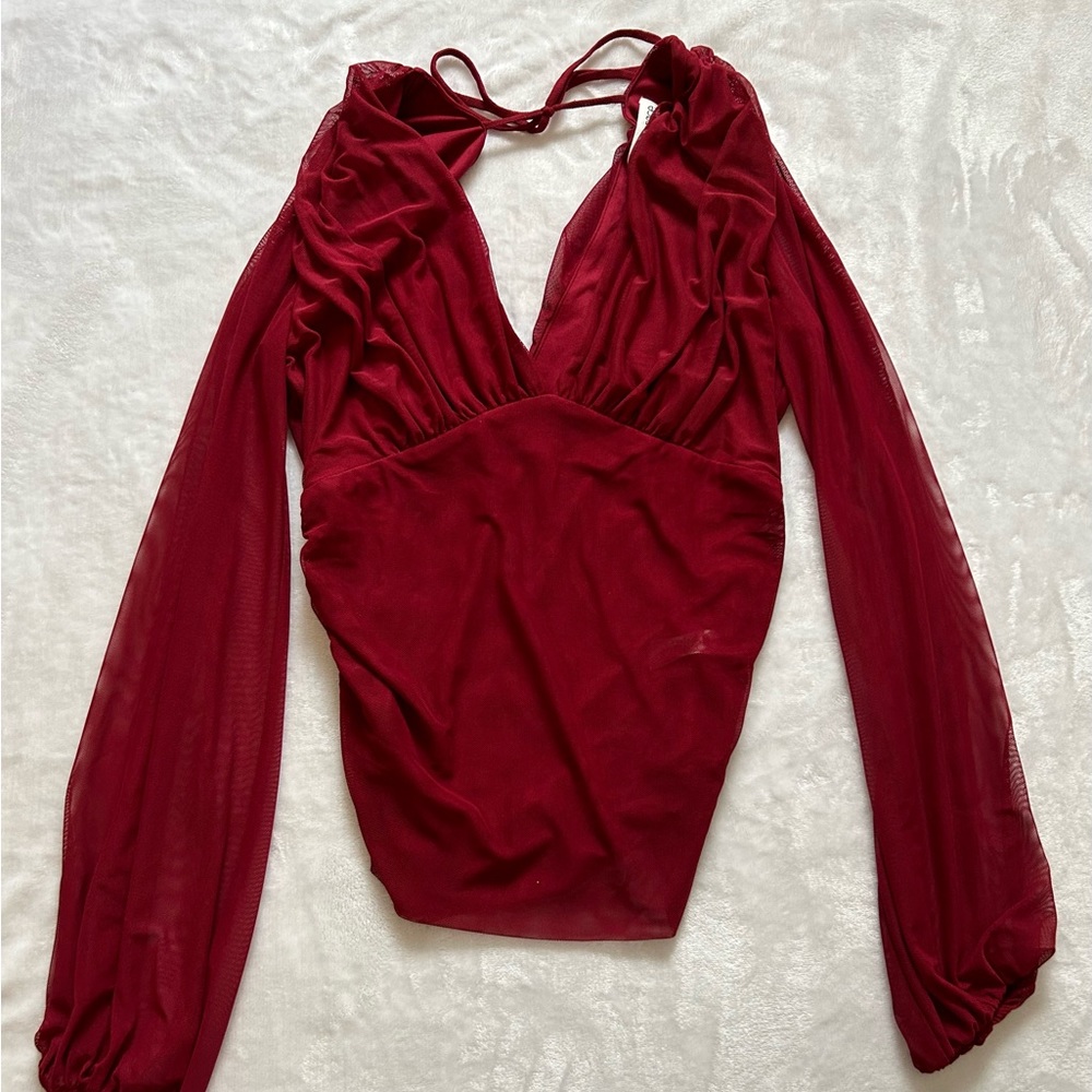 small red blouse from dry goods